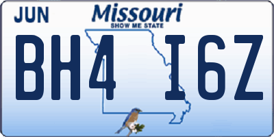 MO license plate BH4I6Z