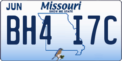 MO license plate BH4I7C