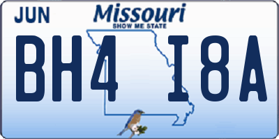 MO license plate BH4I8A