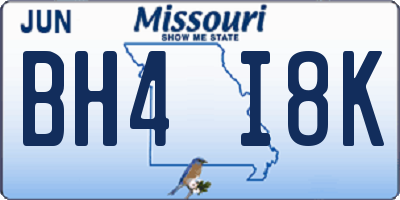 MO license plate BH4I8K