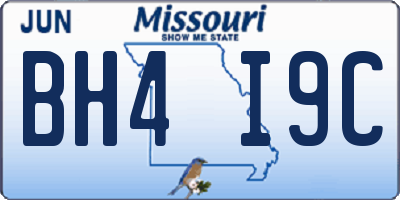 MO license plate BH4I9C