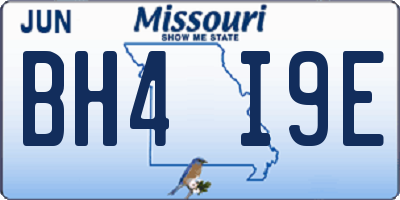 MO license plate BH4I9E