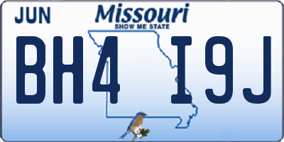 MO license plate BH4I9J