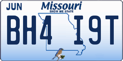 MO license plate BH4I9T