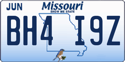 MO license plate BH4I9Z