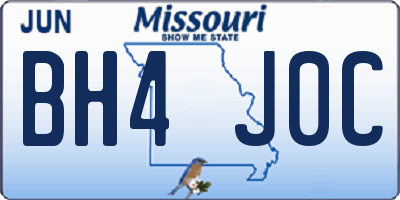 MO license plate BH4J0C