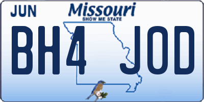 MO license plate BH4J0D