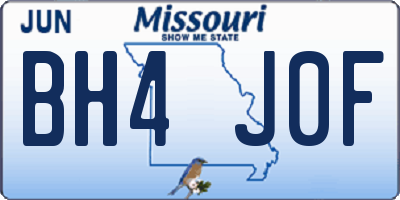 MO license plate BH4J0F
