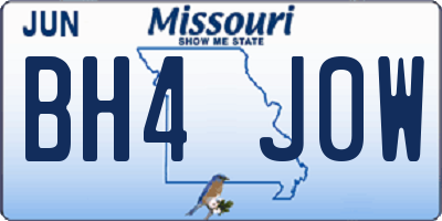 MO license plate BH4J0W