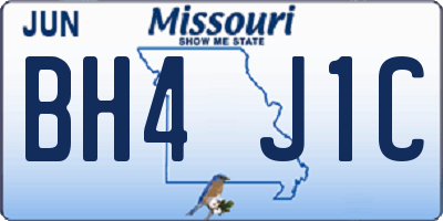 MO license plate BH4J1C