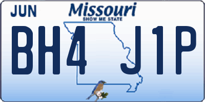 MO license plate BH4J1P