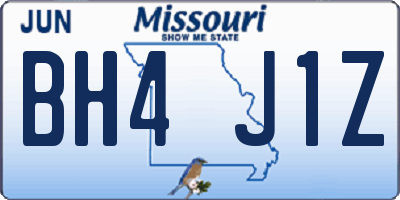 MO license plate BH4J1Z