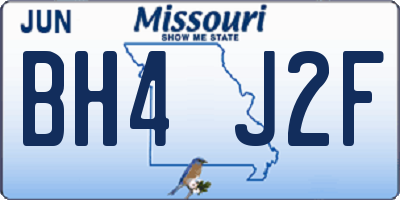 MO license plate BH4J2F