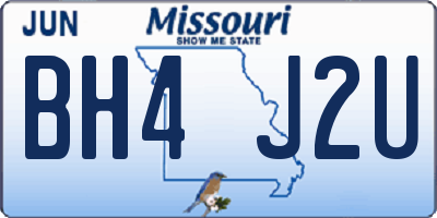 MO license plate BH4J2U