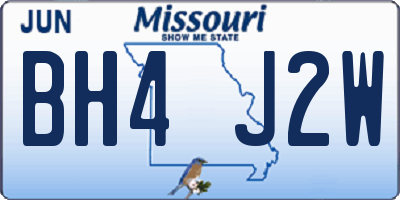 MO license plate BH4J2W