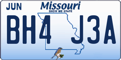 MO license plate BH4J3A
