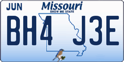 MO license plate BH4J3E