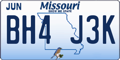 MO license plate BH4J3K
