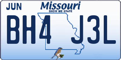 MO license plate BH4J3L