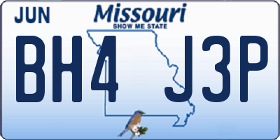 MO license plate BH4J3P