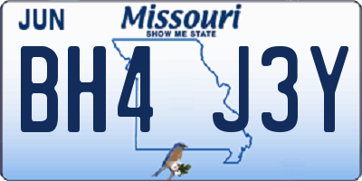 MO license plate BH4J3Y