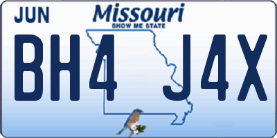 MO license plate BH4J4X