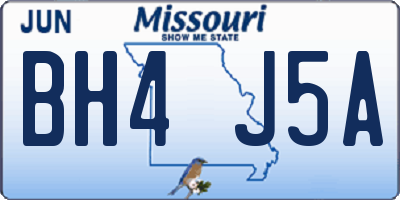 MO license plate BH4J5A