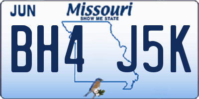 MO license plate BH4J5K