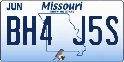 MO license plate BH4J5S