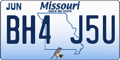 MO license plate BH4J5U