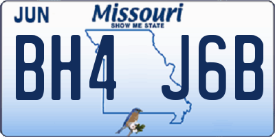MO license plate BH4J6B