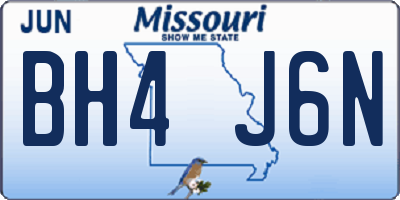 MO license plate BH4J6N