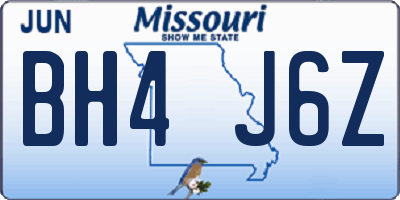 MO license plate BH4J6Z
