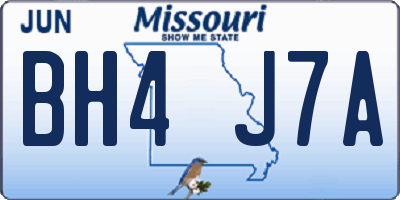 MO license plate BH4J7A