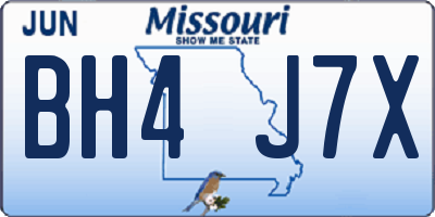 MO license plate BH4J7X