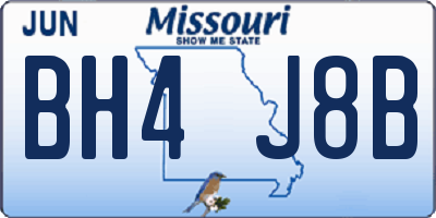 MO license plate BH4J8B