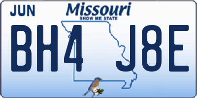 MO license plate BH4J8E