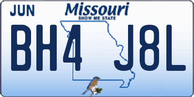 MO license plate BH4J8L