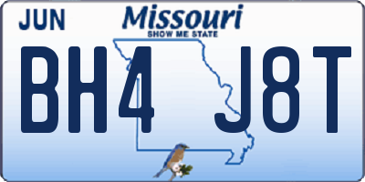 MO license plate BH4J8T