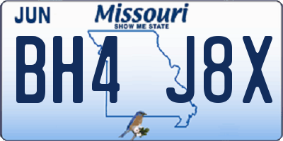 MO license plate BH4J8X