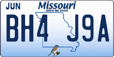 MO license plate BH4J9A