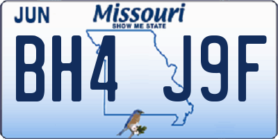 MO license plate BH4J9F