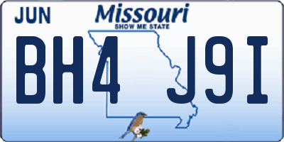MO license plate BH4J9I