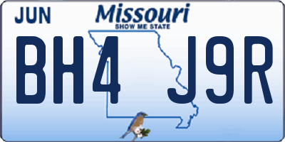 MO license plate BH4J9R
