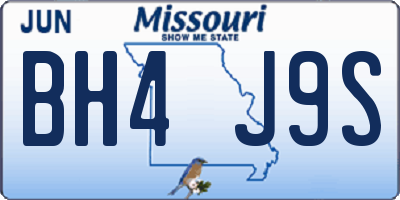 MO license plate BH4J9S