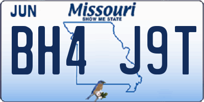 MO license plate BH4J9T