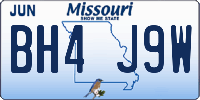 MO license plate BH4J9W