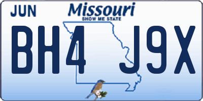 MO license plate BH4J9X