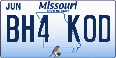 MO license plate BH4K0D