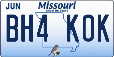 MO license plate BH4K0K